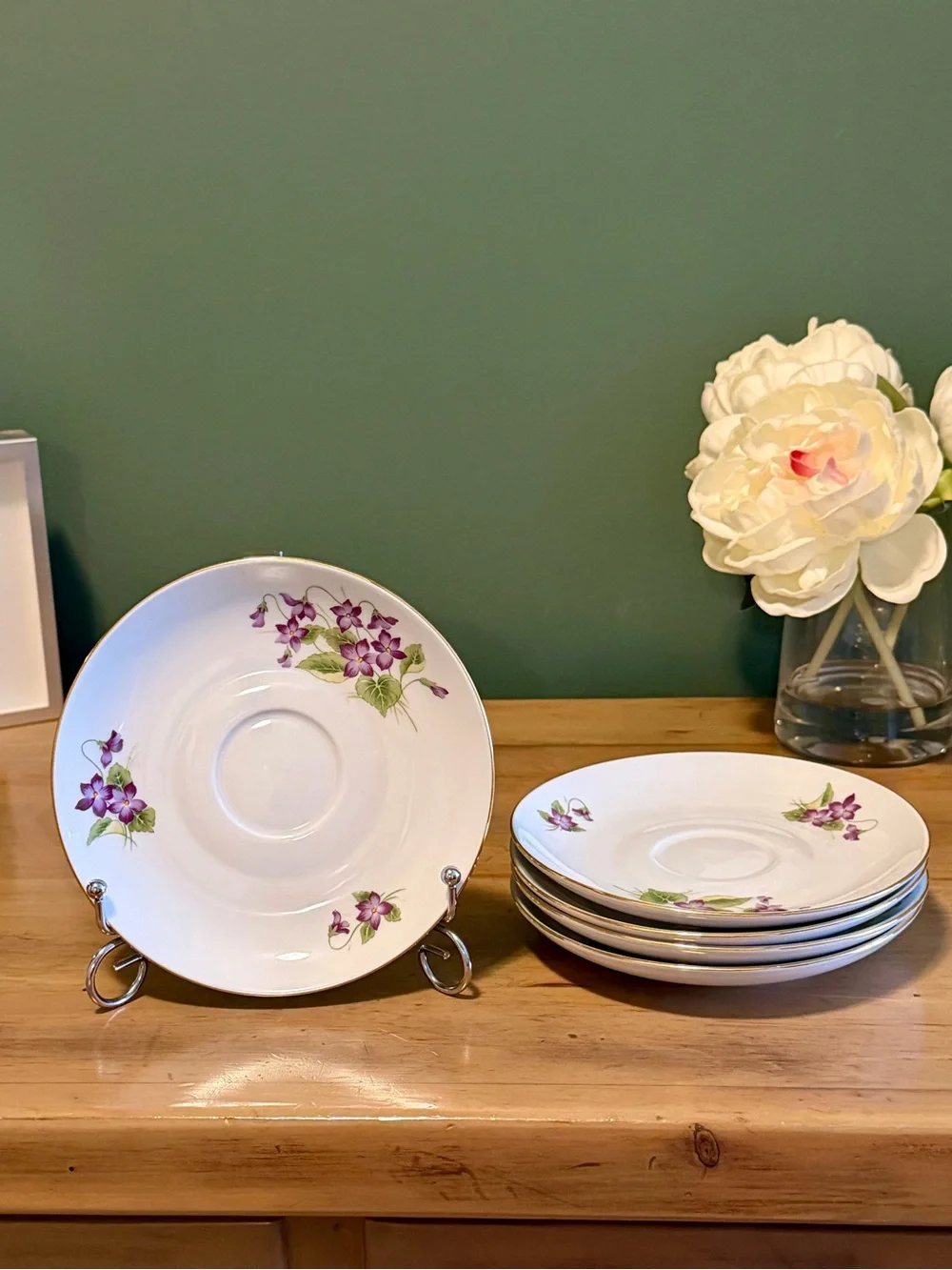 Vintage Bohemia Czechoslovakia Violet Floral Tea Set | 10 Pieces